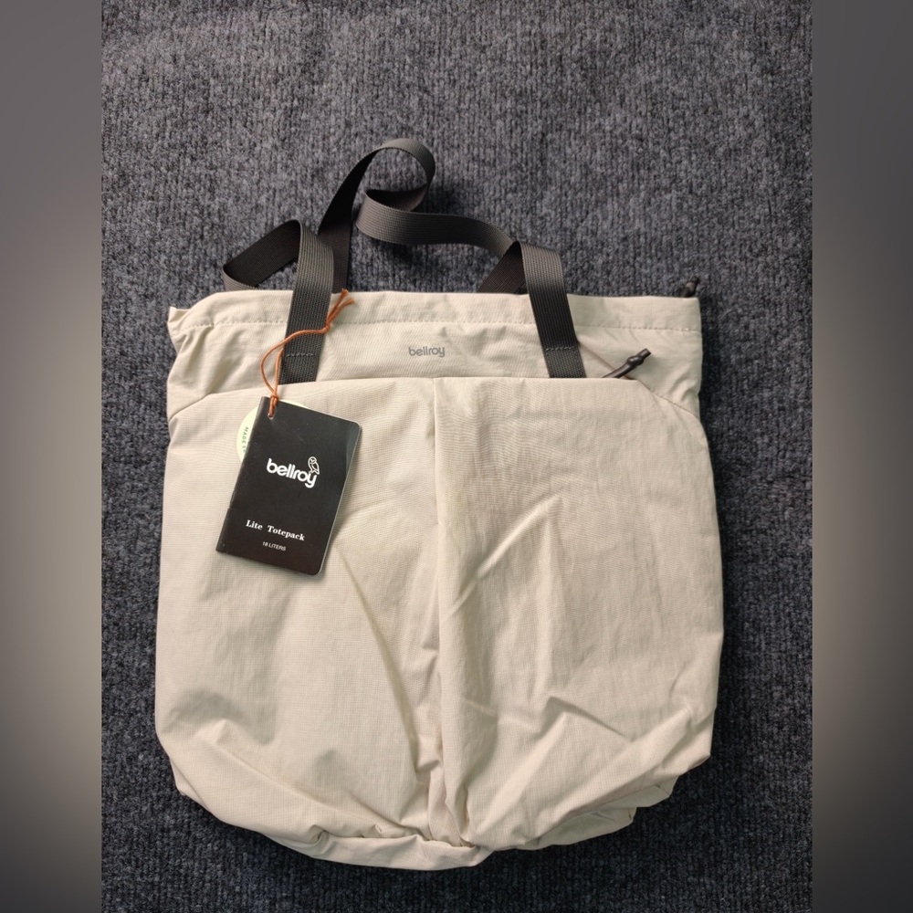 Bellroy Light Beige Totepack with Dark Brown Straps 18 L